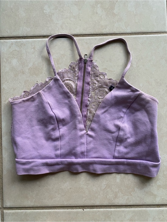 Fashion Nova Tops - Lavender Lace-Trim Crop Bralette